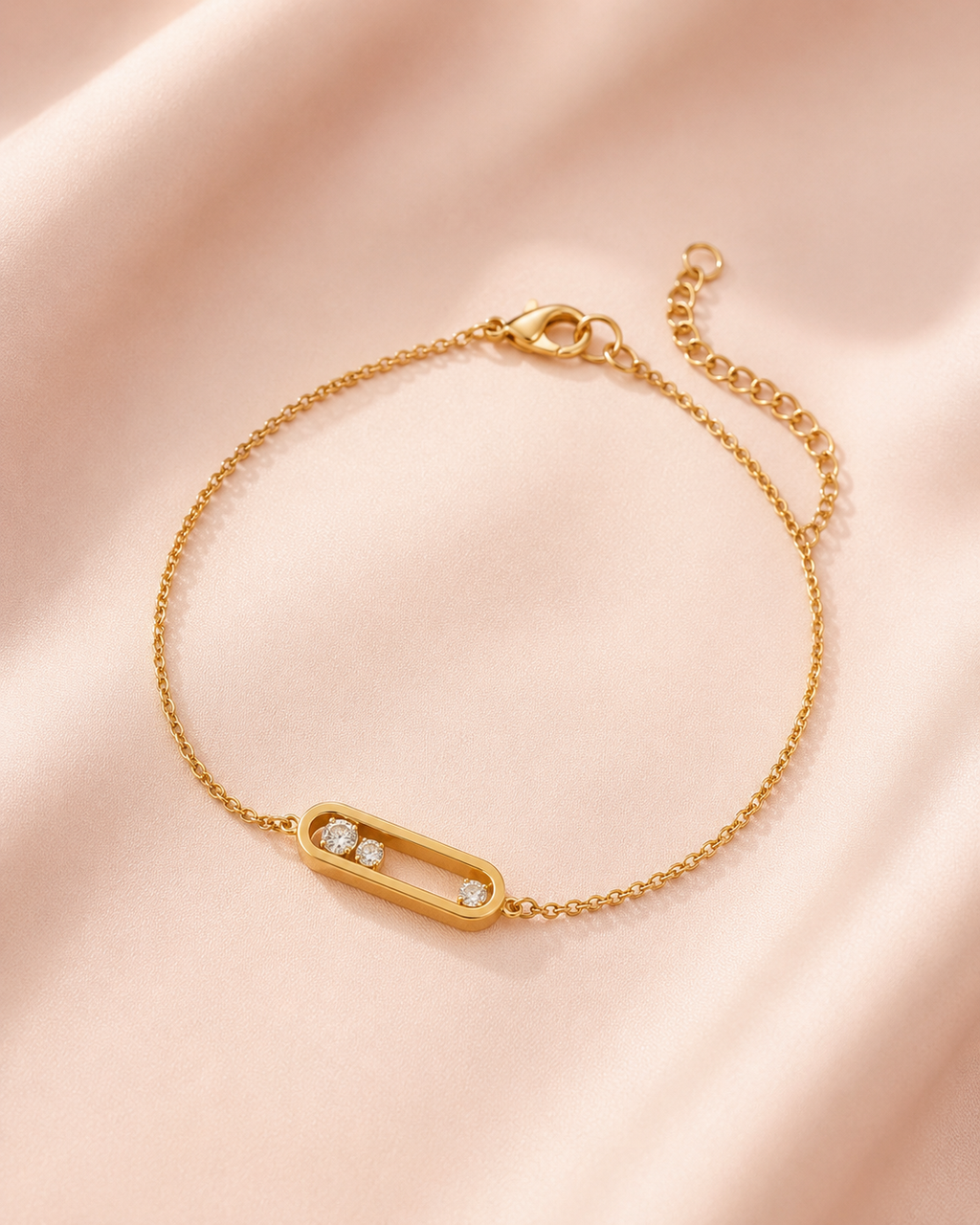 Minimal Link Bracelet with Stones