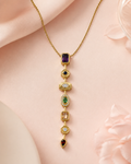 Art Deco Mixed Gem Drop Necklace